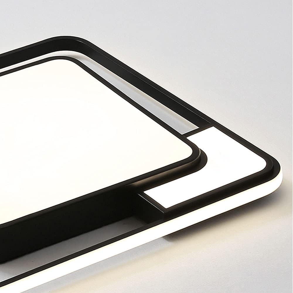 Modern Black and White Square Wrought Iron Ceiling Lamp,LED Flush Mount Ceiling Light,Thin Three-Color dimming Ceiling Light,Bedroom, Study,Lighting fixtures