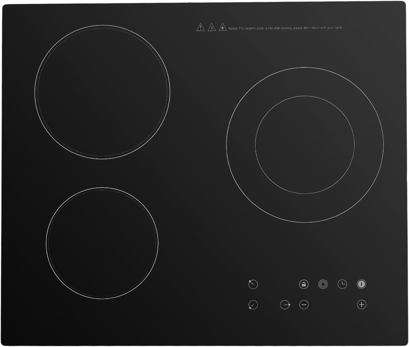 Electric Stove Top Burner, 2600W 110V Induction Cooktop 3 Burner Electric Cooktop with 9 Heating Levels And Led Display Screen for Kitchens, Cabins, Offices 23.23 X 20.47in