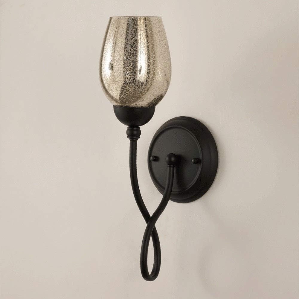 Modern American Creativity Wall Light, Wrought Iron Black and Inner Wall of Broken Silver Plated Art Lampshade,Chandelier LED Ceiling Light