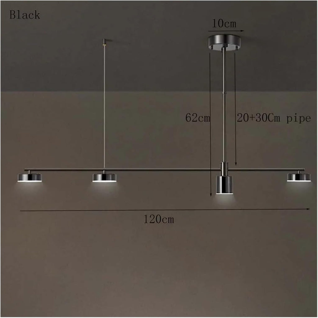 Wrought Iron led Chandelier Modern Black Gold Long Strip 4 Lights Dining Room Kitchen bar - Hanging Light fixtures, Single Chandelier