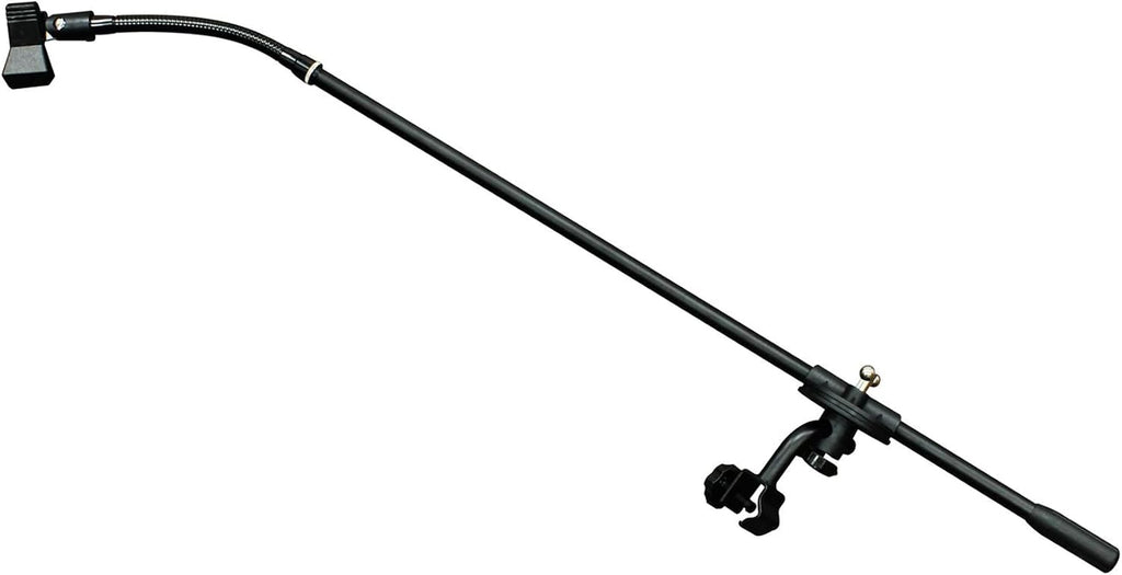 Black Two Tier X-Stand with Mic Boom and Top Shelf