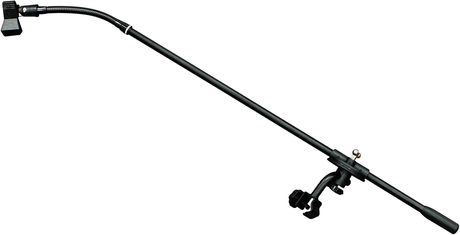 Black Two Tier X-Stand with Mic Boom and Top Shelf