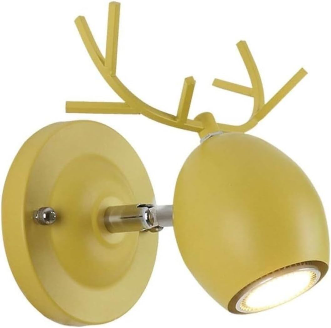 Wall Light Wrought Iron Wall Lamp Nordic Creative Antlers Light Bedroom Sconce for Living Room Bedside Dining Fixtures Decor(Yellow)