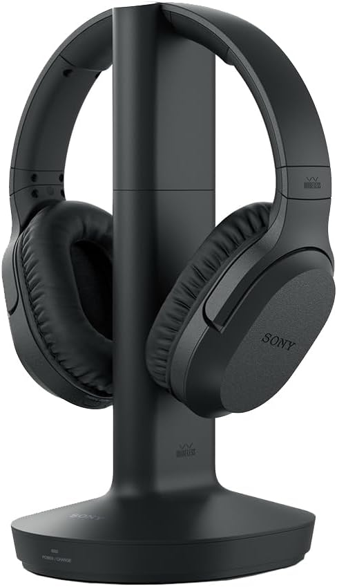 Sony WHRF400 Wireless Home Theater Headphones Black Bundle with Mizco Travelocity in-Ear Headphone (Colors May Vary), Headphone Case, 2X Converter Adapter and 1 YR CPS Enhanced Protection Pack