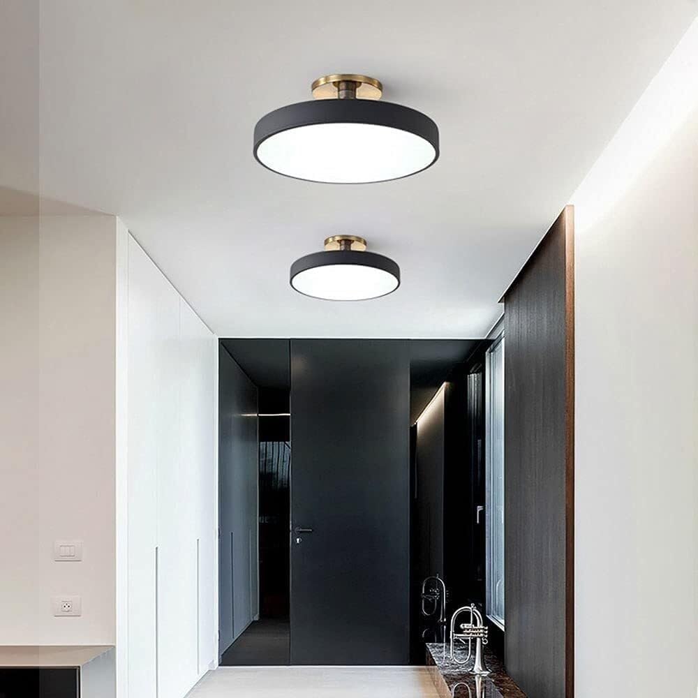 Semi Flush Mount Ceiling Light Modern Wrought Iron Ceiling Light Fixture Macaron Round LED Ceiling Lamp for Living Room Bedroom Dining Room Kitchen Study Room Corridor Chandelier(Black,50cm)