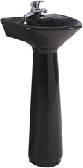Renovators Supply Manufacturing Ondine 16' W x 34' H x 14.5' Proj. Glossy Black Pedestal Sink, Vitreous China, with Overflow and 4 in. Centerset Faucet Holes