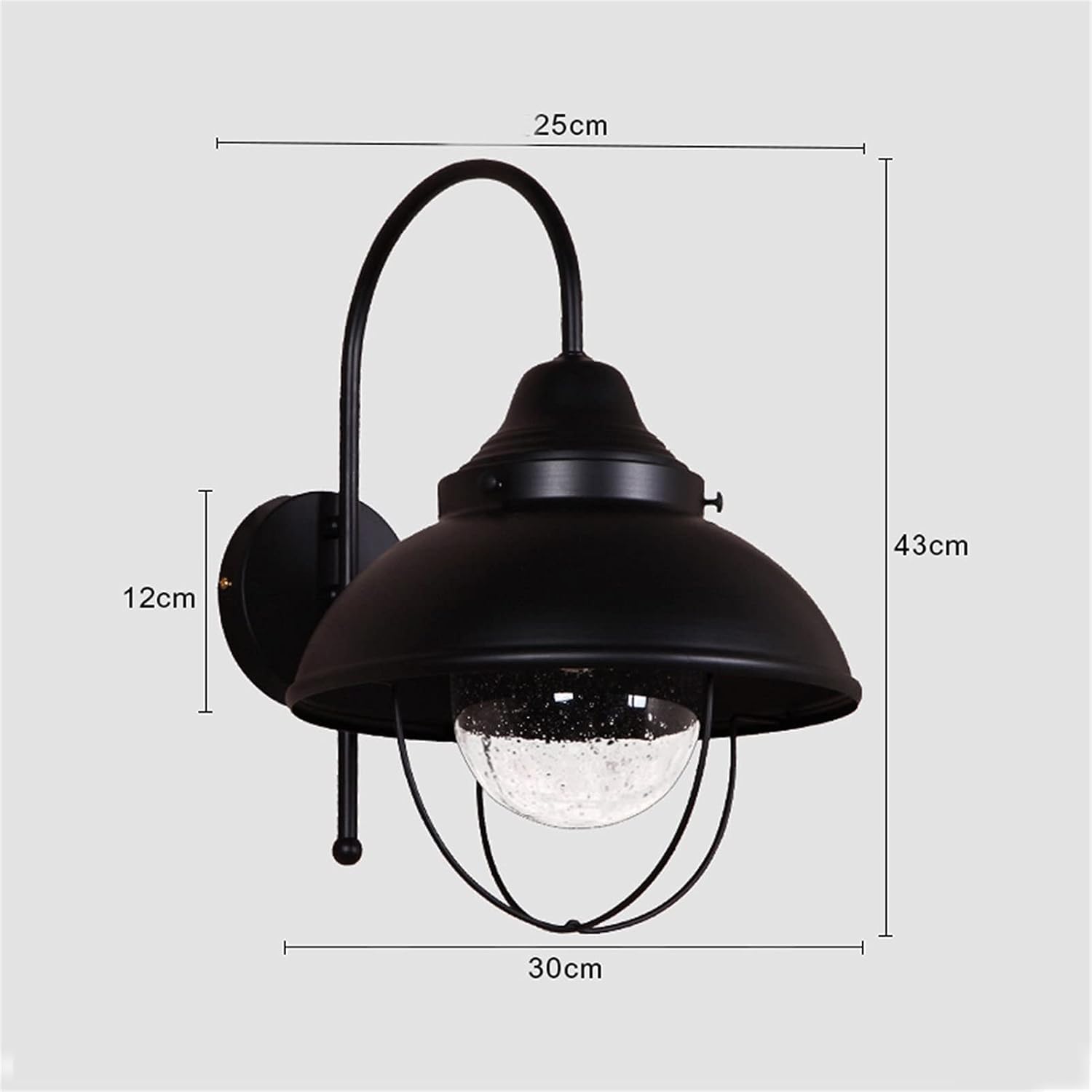 Wall Lights , Modern Wall Sconce, European Wall Light Black Retro Loft Glass Shade Wall Light Fixture V-intage Industrial Wrought Iron Wall Lamp Corridor Garage E-dison E27 Wall Sconce Barn Lighting