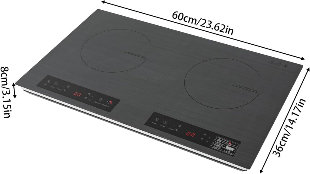 2 Burner Electric Cooktop, 2600W 110-120V Electric Ceramic Cooktop Built-in Electric Stove Top with 2 Electric Burners, 9 Heating Level and Kid Safety Lock, Sensor Touch Control, 23.62x14.17x3.15 inch