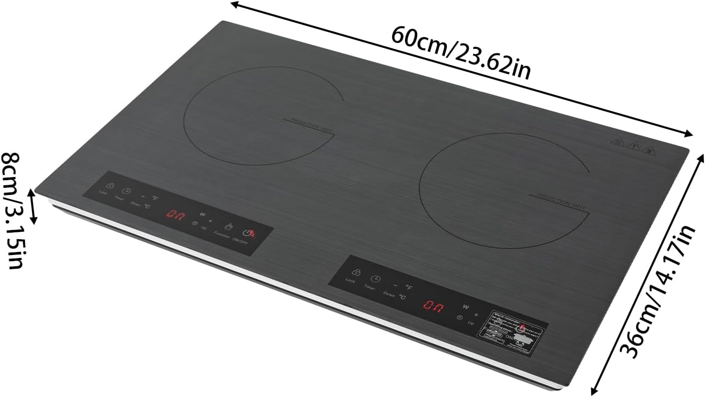 2 Burner Electric Cooktop, 2600W 110-120V Electric Ceramic Cooktop Built-in Electric Stove Top with 2 Electric Burners, 9 Heating Level and Kid Safety Lock, Sensor Touch Control, 23.62x14.17x3.15 inch