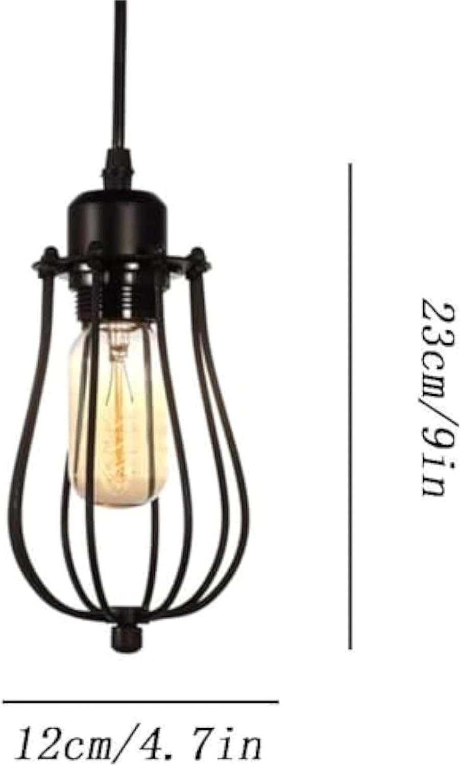Industrial Pendant Lamp Black Wrought Iron E26 Hardwired Ceiling Light Fixture