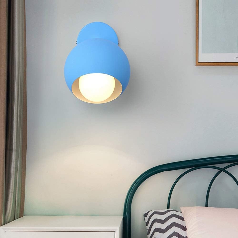 Wall lamp, Clothing Store Coffee Shop 180 Degree Adjustment Wrought Iron Wall Light Fixtures Bedroom Study Girl Room Wall Sconces E27 Screw Aisle Corridor Decorative Lighting Wall Lamp(Blue)