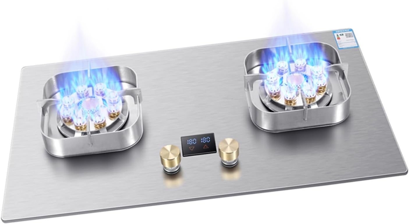 NIKKHO Gas Cooktop,2 Burners Gas Hob,with Timer Function,7.2KW NG/LPG Gas Stove,for Caravan Home Camping Catering,Electronic Pulse Type Gas Stove (Color : NG), 54768