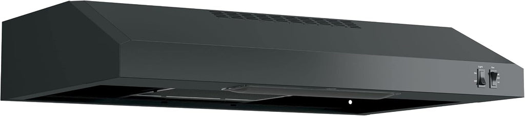 GE Under Cabinet Range Hood | 30 Inch Kitchen Exhaust Fan with 2 Speeds, Cooktop Lighting & Included Filter | Kitchen Essentials for Frequent Cooks | Top or Rear Exhaust Capability | 200 CFM | Black