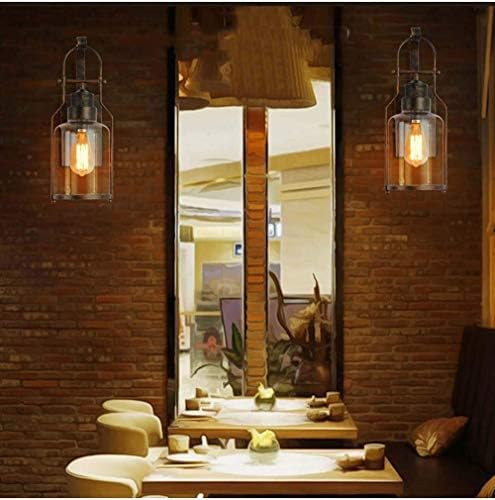 Wall Light Vintage Wall Lights Retro Industrial Wall Lamp Glass Shade Wrought Iron Wall Sconce E27 for Loft Restaurant Bar Living Room Courtyard Decorate Wall Lighting Fixture, Black