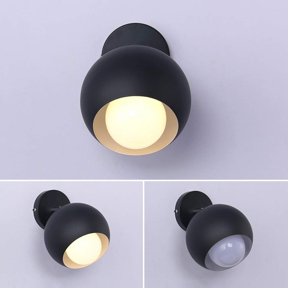 Wall lamp, Clothing Store Coffee Shop 180 Degree Adjustment Wrought Iron Wall Light Fixtures Bedroom Study Girl Room Wall Sconces E27 Screw Aisle Corridor Decorative Lighting Wall Lamp(Black)