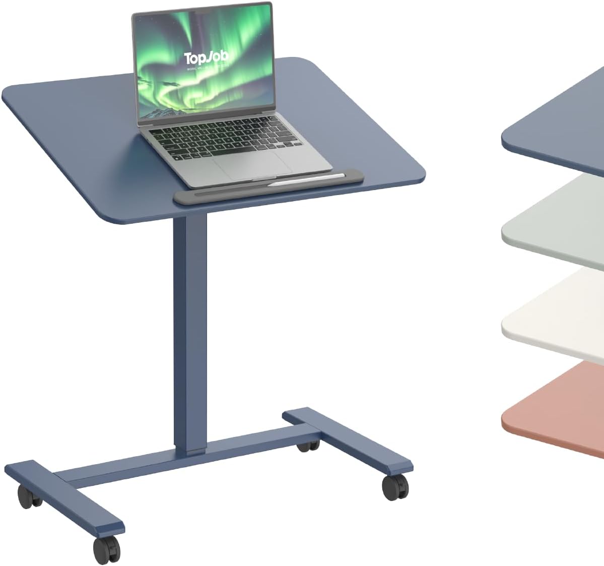 TopJob ANYDESK FOLD Mobile Standing Desk, Portable with Lockable Wheels, Foldable Stand Desk, Rolling Computer Workstations, Used for Home, Couch Side Table, Bedside Table in Bed Room Kitchen