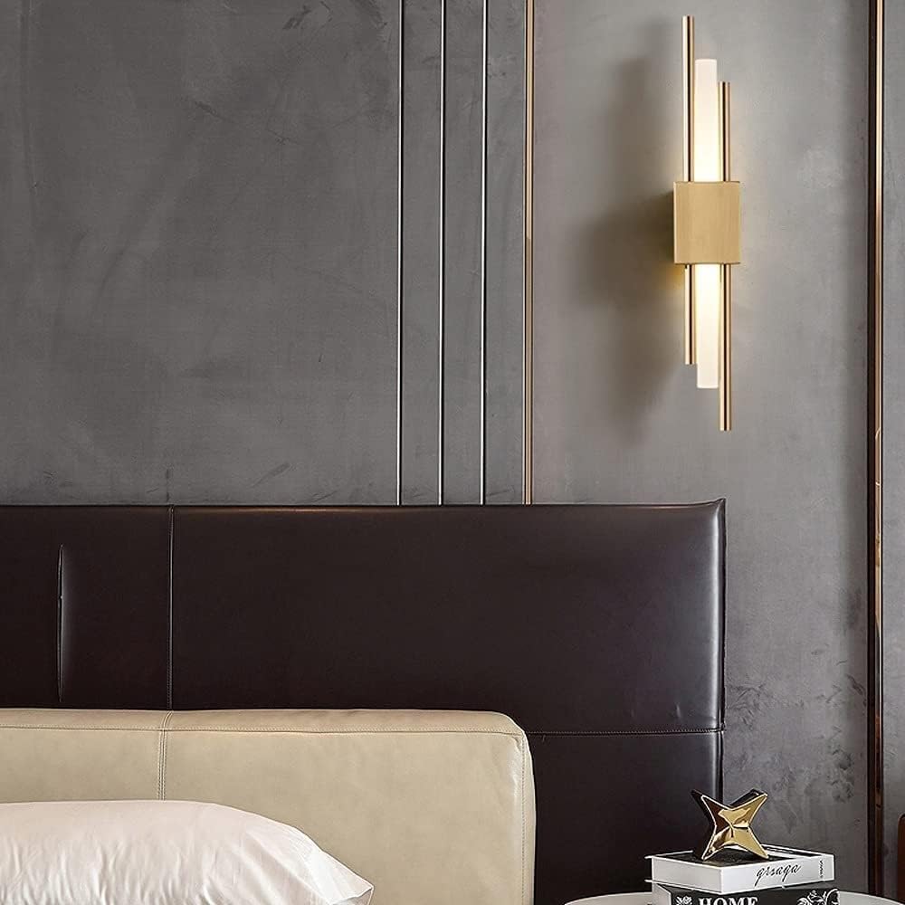 Wall Sconces Nordic Wrought Iron Wall Sconce Modern Minimalist Art Wall Light Wall Mounted Lighting Fixture for Bedroom Bathroom Porch Restaurant Villa Balcony Restaurant Study Decoration(White Light,