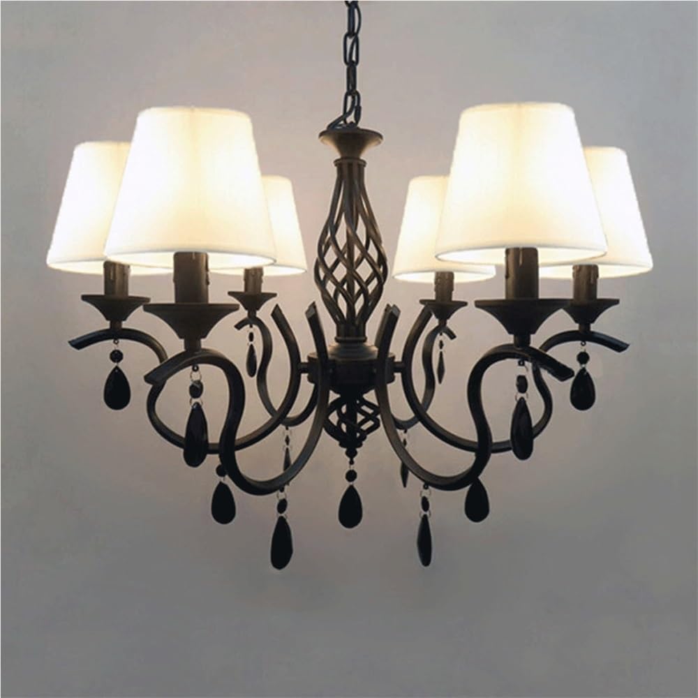 Wall Lighting Fixtures American Style Minimalist Candle Chandelier European Style Vintage Crystal Pendant Light Wrought Iron Ceiling Lighting Fixture Lamp for Dining Room Bathroom Foyer Living Room(Bl