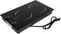 Electric Cooktop, Double-burner Ceramic Electric Hob, 2100W Induction Cooktop Portable Electric Stove, Temperature Controls, Stainless Steel Hot Plate for Kitchens, Cabins, Offices, Studios