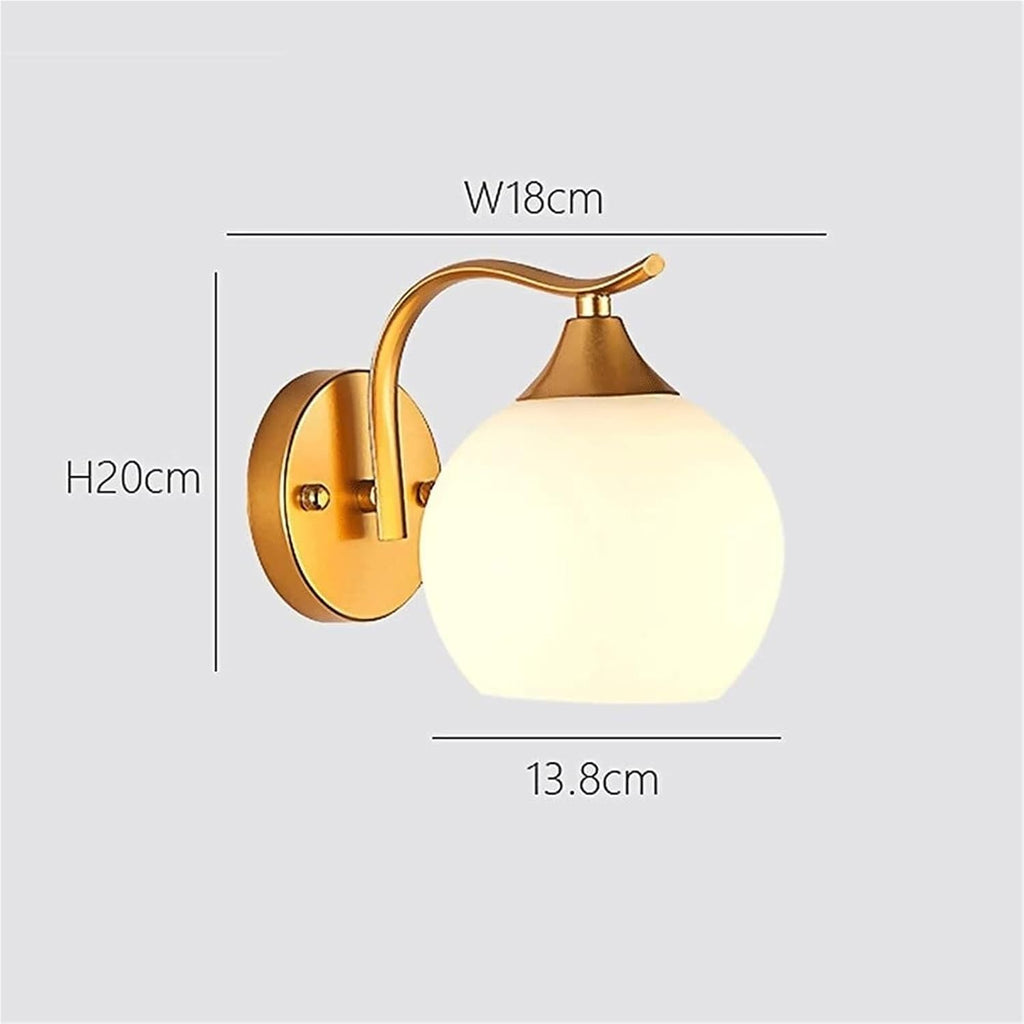 Indoor Globe Wall Lamp with Grilled Paint Wrought Iron Body, Spherical Shape Lampshade Nordic Minimalist Wall Sconce Lighting Fixture for Corridor, Entrance, Bathroom, Modern Indoor Wall Lamps and Sco