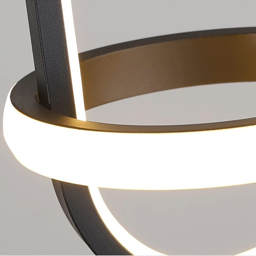 Modern Chandelier Oval Metal LED Pendant Light Modern Wrought Iron Hanging Lamp Nordic Adjustable Ceiling Lighting Fixture fo Kitchen Island Dining Ro(Black-White Light)