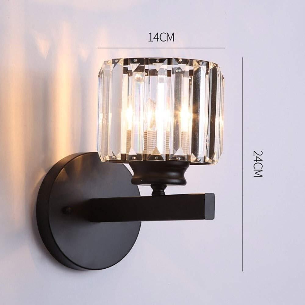 Modern Crystal Wall Sconces Fixture - Nordic Wrought Iron Single Wall Lamp, Matte Black Finish with