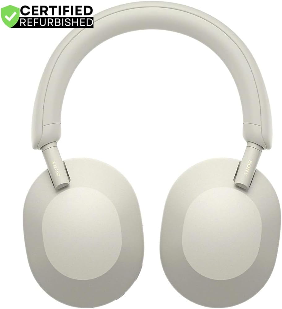 Sony (Refurbished WH1000XM5/S Wireless Industry Leading Noise Canceling Headphones Silver Bundle with 2 YR CPS Enhanced Protection Pack (Renewed)