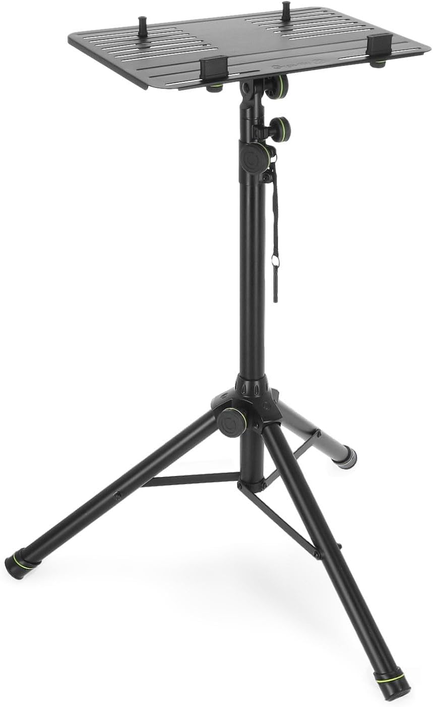 Gravity Laptop Stand LTS T 01 Adjustable Laptop Stand with Holding Pins for DJs and Producers, black