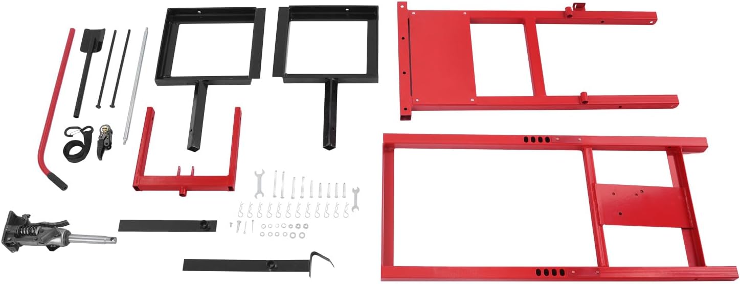 Lawn Mower Lift, 29 Inch Lawn Mower Lift Tool Adjustable Movable Lawn Mower Lift Solid Carbon Steel Lawnmower Lifting Machine for Riding Lawn Mower, Zero Turn Lawn Mowers (500lbs Hydraulic Red)