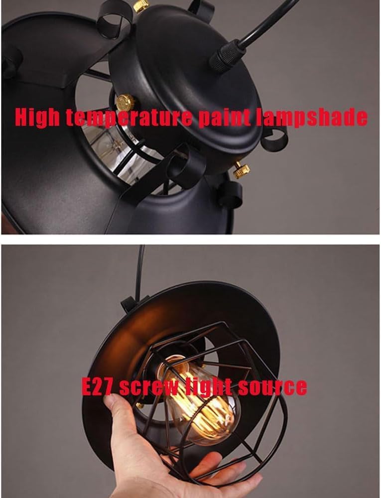 Country Style Chandelier, E27 Screw Single Head Adjustable Pendant Lamp, Black Cage Wrought Iron Lighting Fixtures, Loft Cafe Bar Hanging Light,Pendant Lights