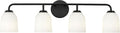 ML Lighting | Norah Collection | 22304-MB | Indoor 4 Light Vanity in Matte Black with Opal Ribbed Glass Shade | Elegant and Versatile Design for Any Bathroom