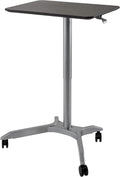 Seville Classics Airlift Height Adjustable Pneumatic Laptop Sit Stand Desk Mobile Rolling Cart, Computer Workstation for Home Office, Classroom, Espresso, 28' XL Desktop (New Model)