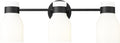 ML Lighting | Corella Collection | 23003-MB | Indoor 3 Light Vanity in Matte Black with Opal Shiny Glass Shade | Elegant and Versatile Design for Any Bathroom