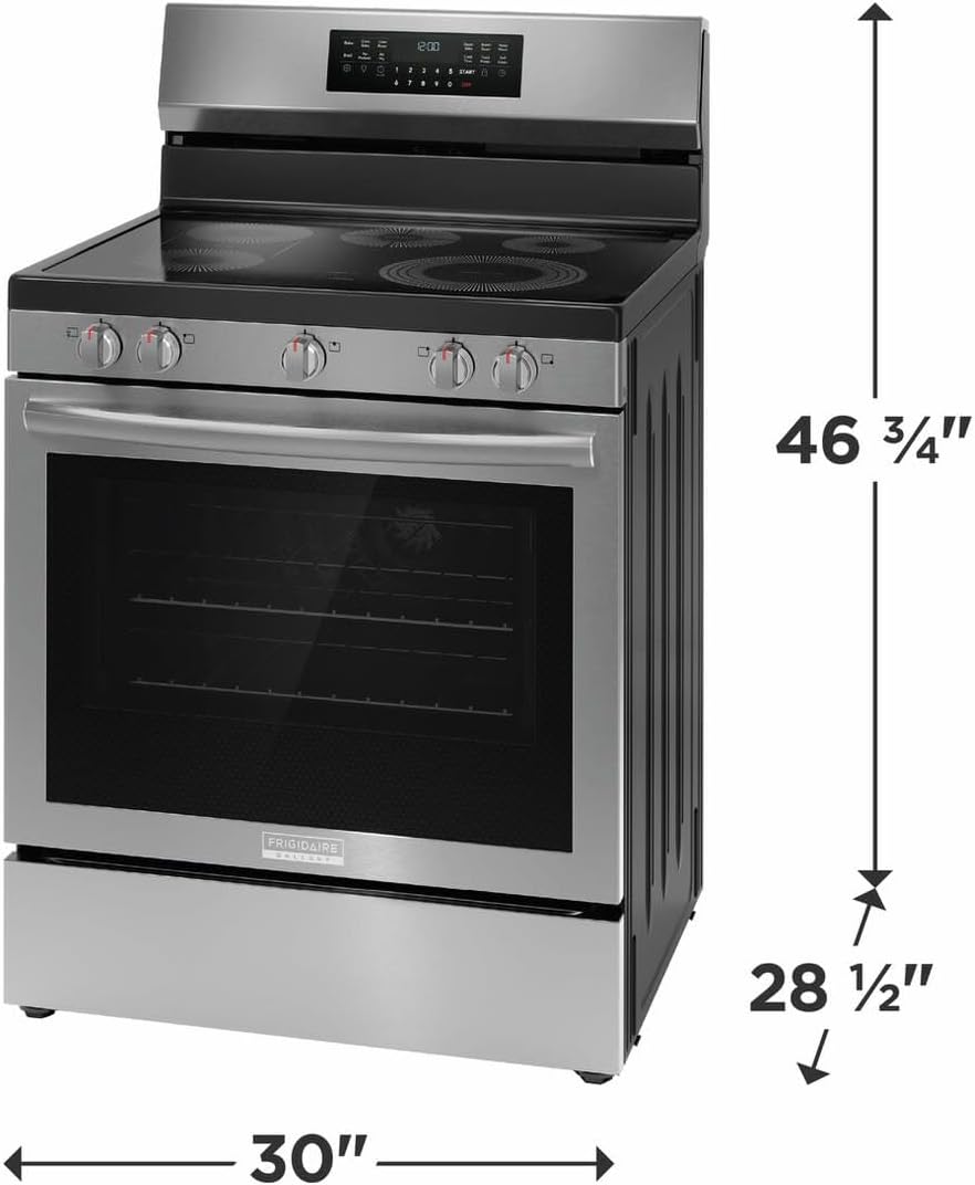 Frigidaire Gallery 30 in 5 Burner Element Freestanding Range in Stainless Steel with True Convection and Air Fry GCRE3060BF