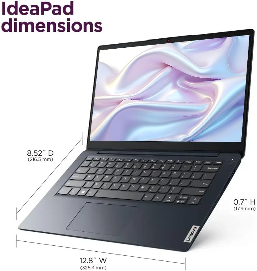 Lenovo IdeaPad 14' Laptop Computer, 4GB RAM 128GB eMMC, Intel Celeron N4020, 1-Year Microsoft Office 365, Windows 11 S, SageNova Earphones, Abyss Blue