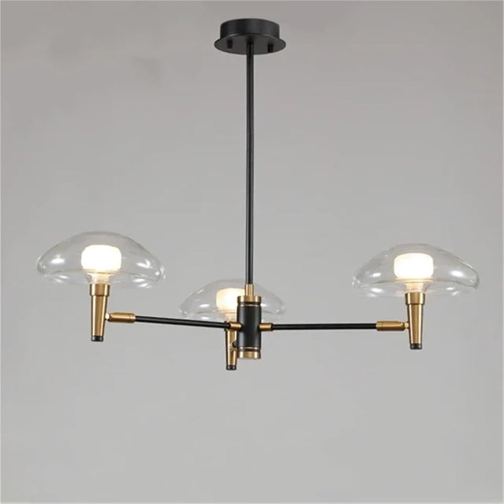 Multiple Heads Black Gold Jellyfish Chandelier for Living Dining Room Bedroom Kitchen Wrought Iron Glass Decoration Lighting,Dining Light Fixtures
