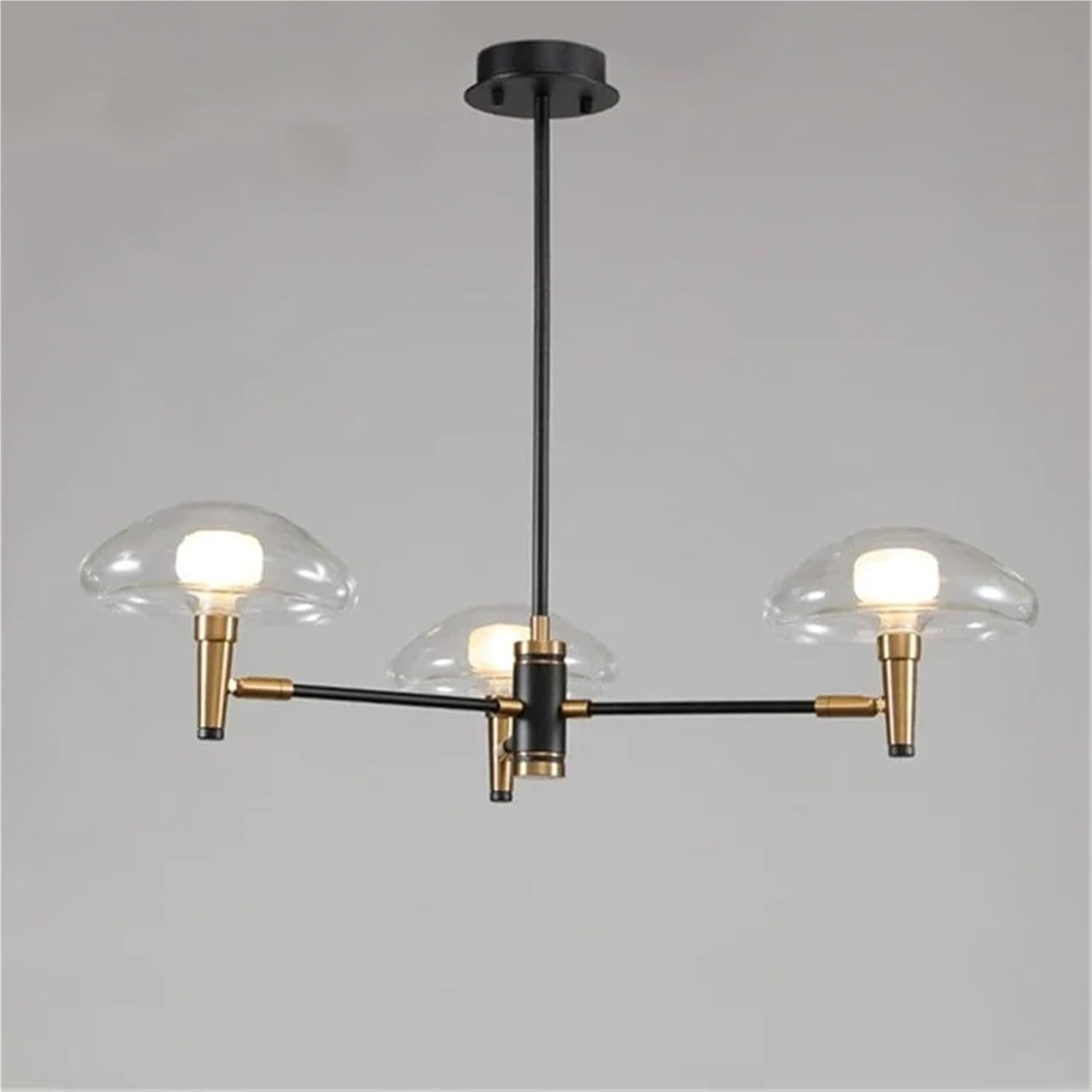 Multiple Heads Black Gold Jellyfish Chandelier for Living Dining Room Bedroom Kitchen Wrought Iron Glass Decoration Lighting,Dining Light Fixtures