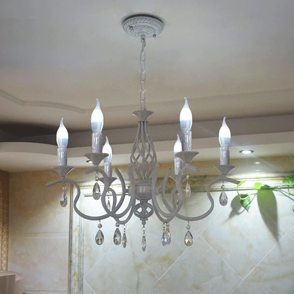 Industrial Pendant Light American Style Minimalist Candle Chandelier European Style Vintage Crystal Pendant Light Wrought Iron Ceiling Lighting Fixture Lamp for Dining Room Bathroom Foyer Living Room