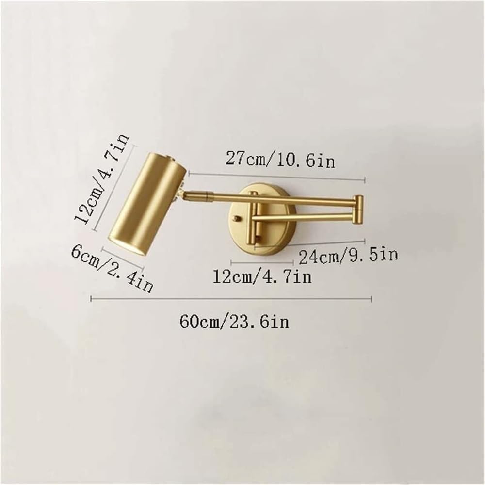 E27 Foldable Wall Sconce Golden Wrought Iron Wall Lamp Modern Wall Mount Light Fixture for Bedroom Bedside Study and Reading Nook(Gold)(Gold)