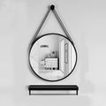 Bathroom Mirror, Round Wall Mirror, Modern Decoration Round Black/White Wrought Iron Frame with Partition, Suitable for Bathroom, Bedroom