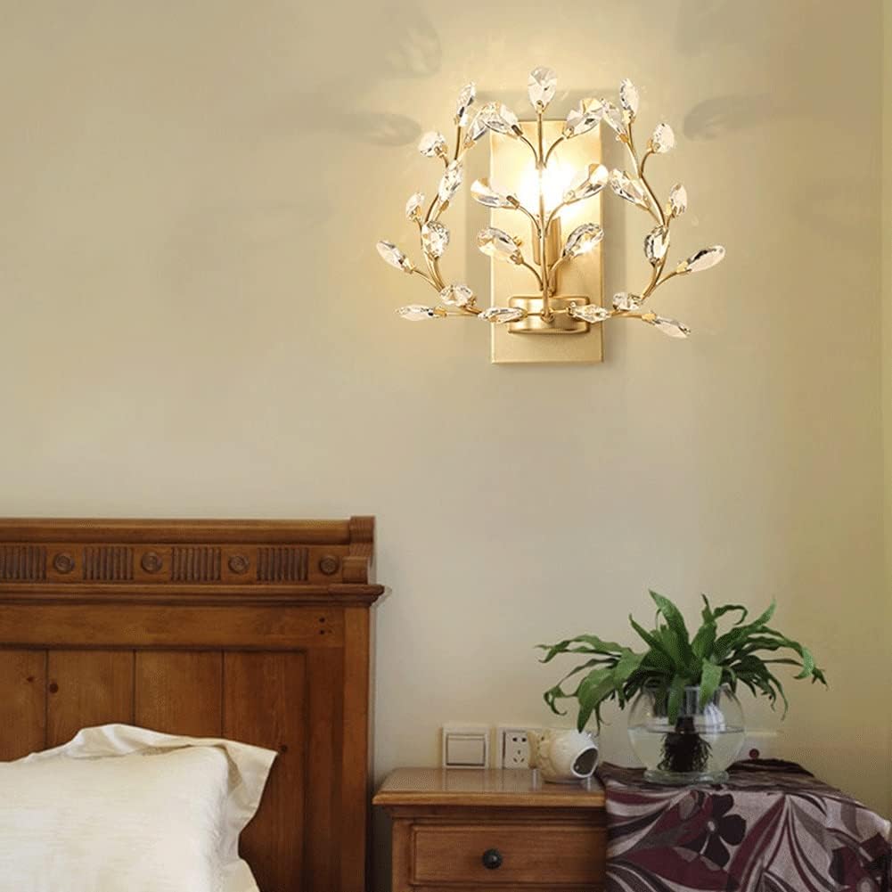 Wall Lighting Fixtures LED Crystal Aisle Wall Lamp American Style Wrought Iron Candle Wall Sconce Wall Mounted Lighting Fixture for Bathroom Bedroom Living Dining Room Entryway Aisle Decor ( Color : G