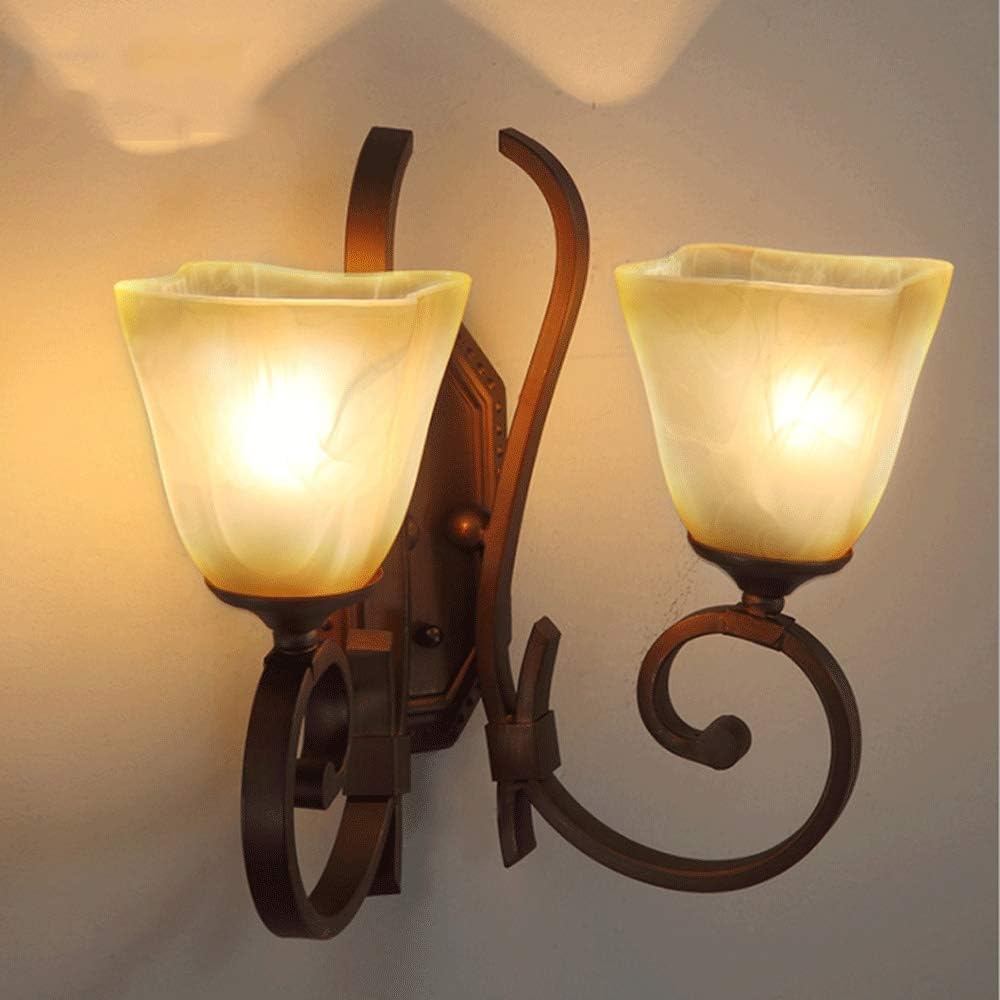 Wall lamp, Creative Gooseneck Black Wall Light Retro Personality Wall Illumination Fixtures Country Wrought Iron Wall Sconce Hotel Aisle Bar Lobby Home Decoration Wall Lant(Double Head)