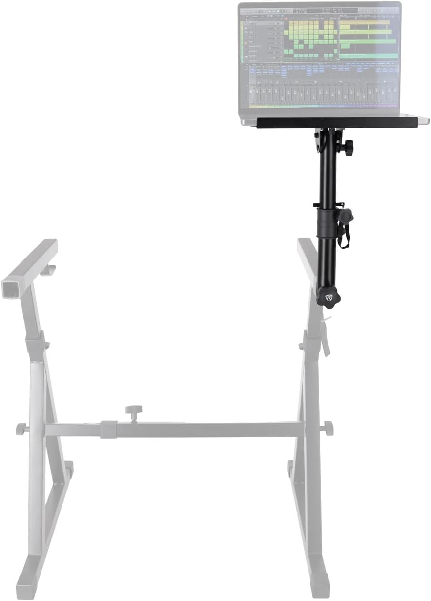 Rockville Z40W Bundle: Z-Style Pro Keyboard Stand with Lockable Wheels and Travel Bag, ZLS Laptop Stand Attachment with 12-in x 9.5-in Steel Tray, Adjustable Height & Tilt, 2-items