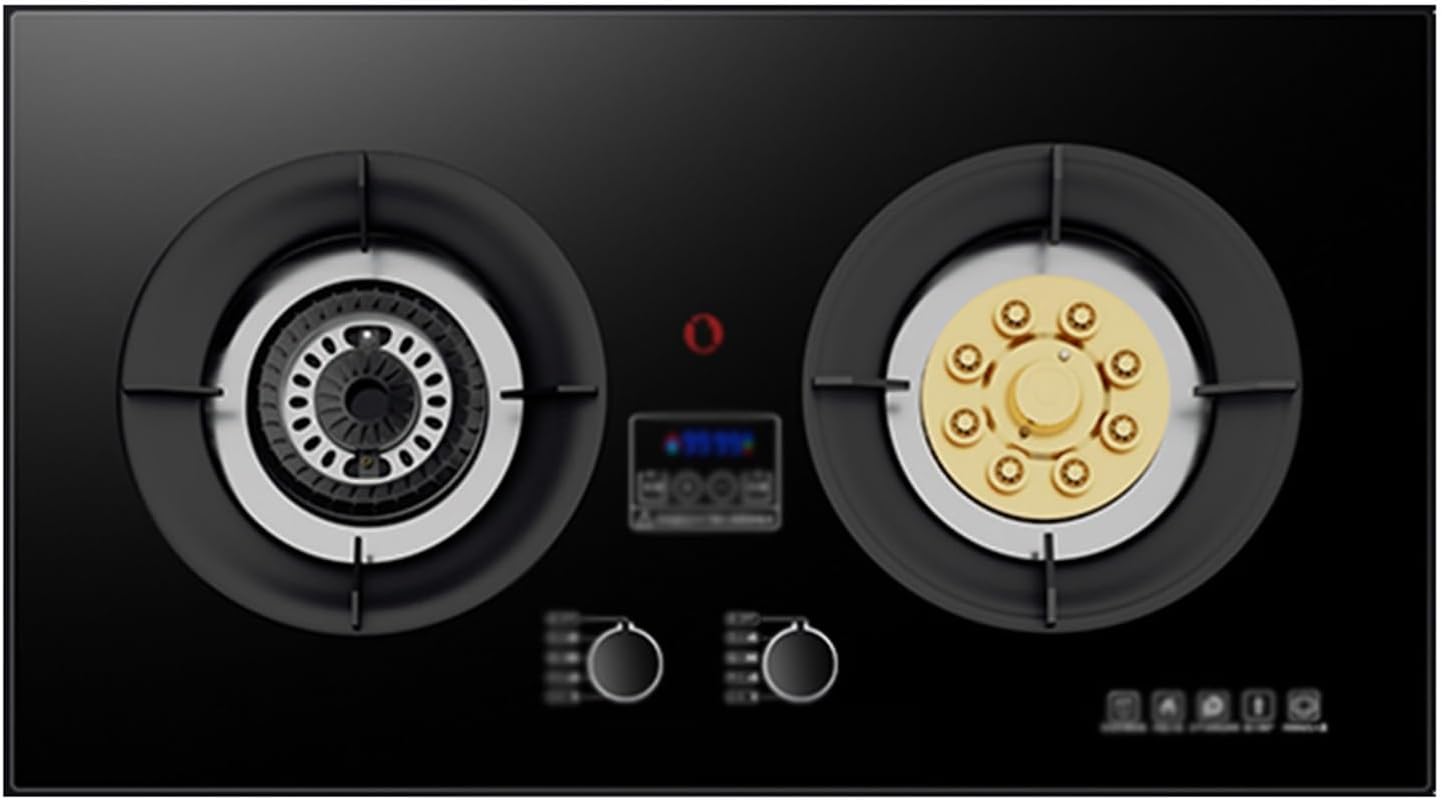 Gas Stove,17760 BTU Tempered Glass Tabletop/built-in Gas Cooktop 2 Burners,Pulse Ignition,Suitable for Home and Commercial Use,LPG/NG (Size : LPG)