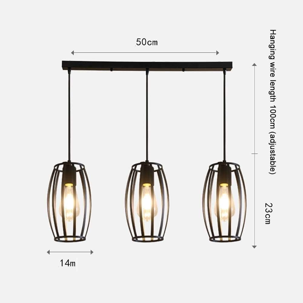 Chandelier Light Vintage Metal Cage Pendant Light Retro Industrial Hanging Lamp Black Wrought Iron Ceiling Chandelier E26 Bulbs Fixture for Dining Room Restaurant Living Room Bedroom Bar Hanging Ceili