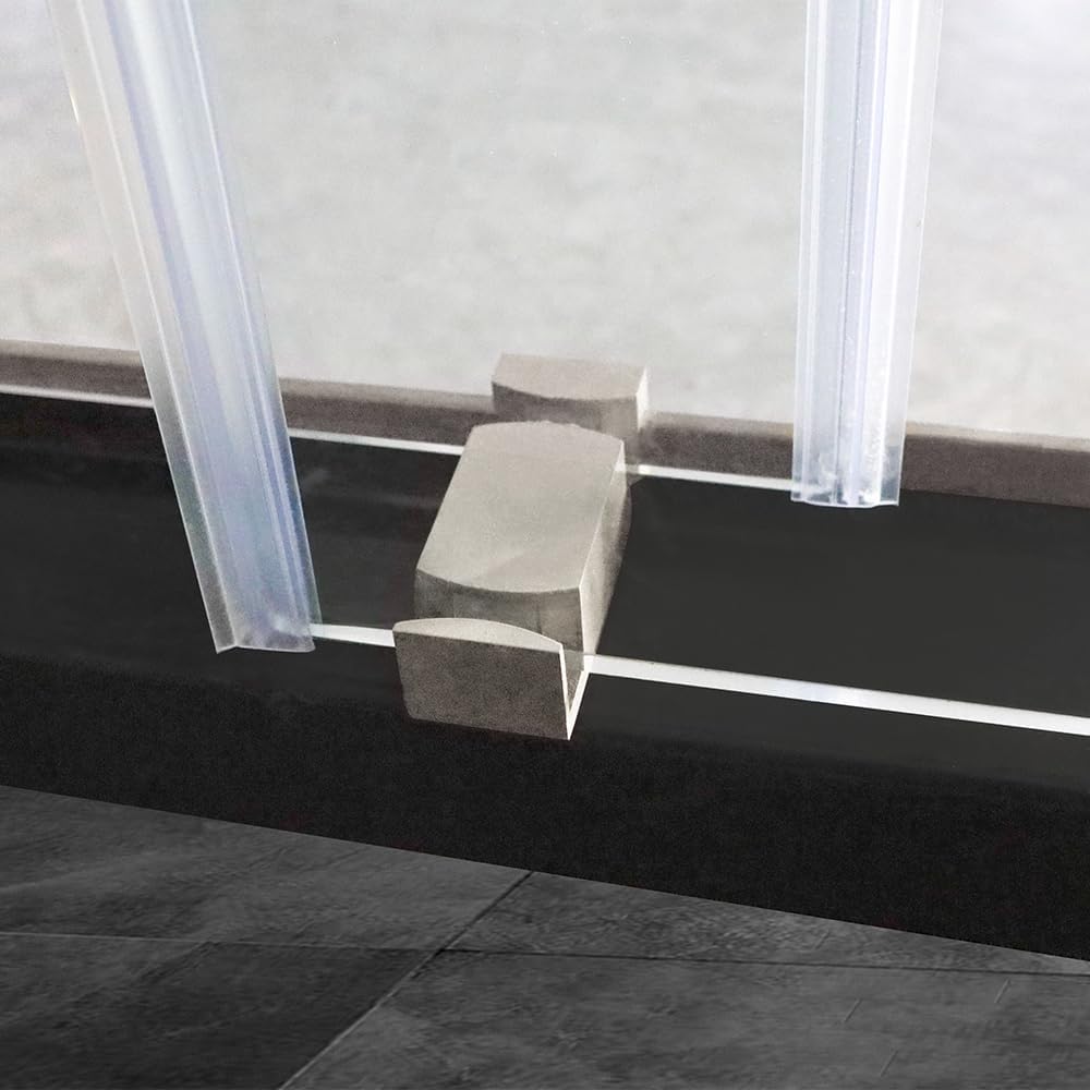 Favfurish Frameless Shower Door 60'x76'-3/8'(10mm) Tempered Glass Double Sliding Bathroom Door,Brushed Nickel Stainless Steel,Soft Closing Design (SGCC Certified)