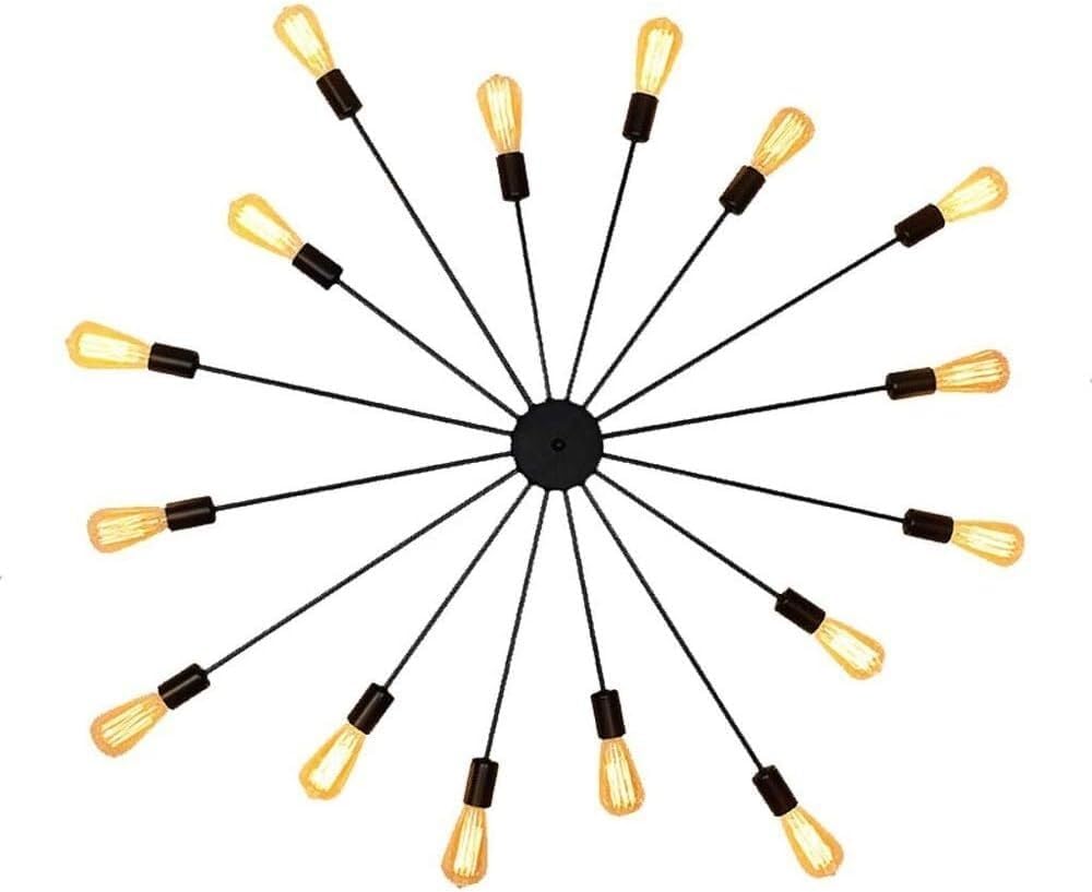 Wrought Iron Chandelier Industrial Wall Lamp Lighting Large 16 Lamp Embedded Bedroom,Chandeliers Light Fixture(Black)
