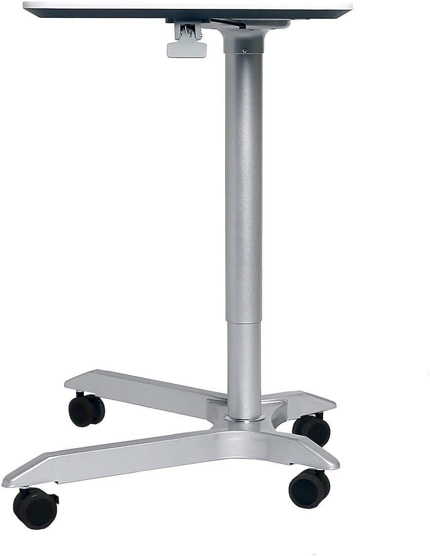 Seville Classics AIRLIFT XL 28' Pneumatic Height Adjustable Sit-Stand Mobile Laptop Computer Desk Cart (27.1' to 41.9' H), White