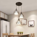 Modern American Industrial Pendant Light Black Finish Geometric Wrought Iron Hanging Lamps Simple Suspension Lights,Chandelier LED Ceiling Light