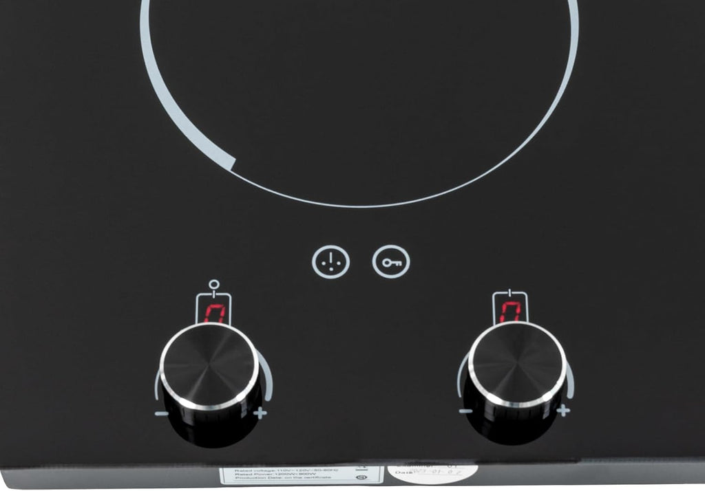 Electric Induction Cooker, 2100W Double Induction Cooktop Burner, Electric Induction Cooker Hot Plate, 9 Power Levels, Knob Control 2-Burner Countertop Induction Cooker for Kitchens, Restaurants